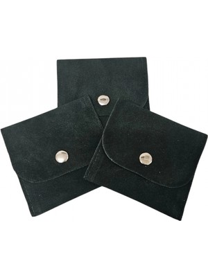 Özer Kutu Kadife (Süet) Zarf Kese Yeşil 10 Adet 7x7 cm Boy Takı, Altın Kesesi (Çıtçıtlı)