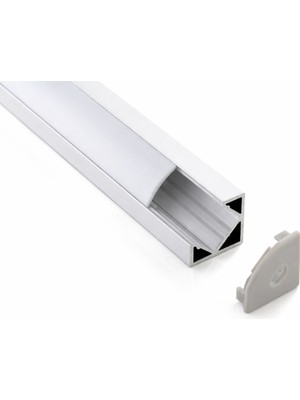Ledarmy Köşe LED Profil Kanal Alüminyum 1mt. sıva üstü Eloksallı 18x18mm Opak Şeffaf Pleksi Kapaklı Yan Kapak Tutucu Şerit Aydınlatma 8987