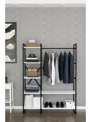 Steel Desing Iskandinav Tarz Açık Gardırop & Elbise Askılığı –raflı Metal Kıyafet Dolabı,ayakkabılık