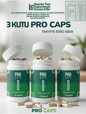 Procaps 3 Kutu x 15 Kapsül Takviye Edici Gıda Pro Caps Detox Için Çay Hediyesiyle