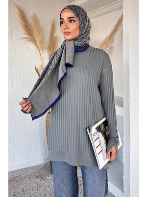 Julude Gülseli Bisiklet Yaka Tesettür Triko Tunik P-00020375