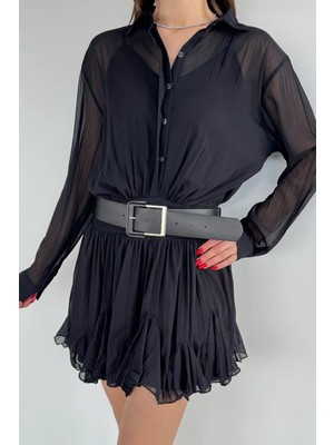 Gülseli Kadın Kemerli Bluz Kombinli Elbise P-00020327