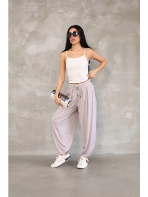 Glam Love Osy Modal Yumuşak Dokulu Kumaş Şalvar Pantalon - Bej -