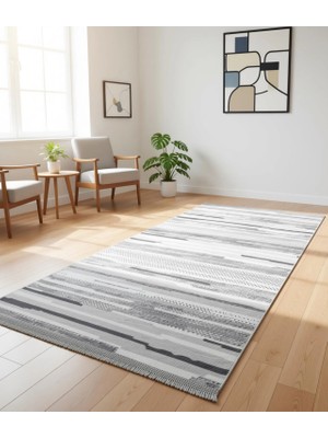 Yağmurser Bambu Yumuşak Dokulu Kaymaz Taban Halı Yolluk 8001 Gri