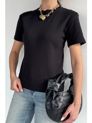 Gülseli Kadın Bisiklet Yaka Basic Tişört P-00020254