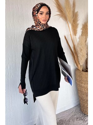 Julude Gülseli Bisiklet Yaka Tesettür Triko Tunik P-00020375