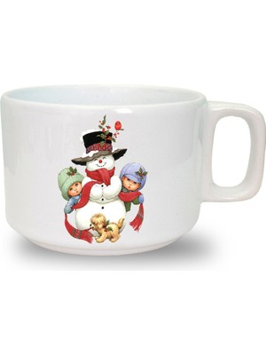 Yılbaşı Noel Baskılı Seramik Beyaz Kahve Kupası