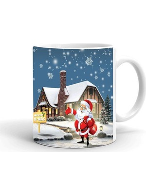 Yılbaşı Noel Baba Baskılı Seramik Beyaz Kupa