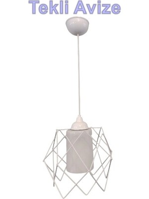 Dmr Telli Baklava Camlı Tekli Avize E-27 Beyaz
