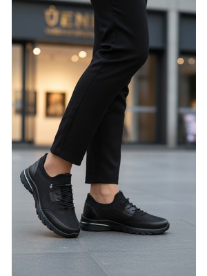 Ayakmod PLV061 Hakiki Deri Siyah Nubuk Kadın Günlük Ayakkabı