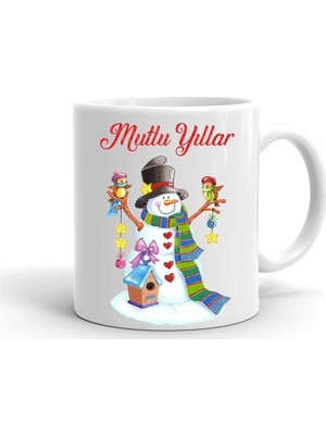 Yılbası Noel Temalı Baskılı Seramik Beyaz Kupa