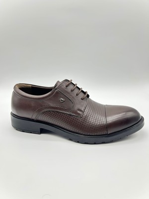 Santorino Ayakkabı Erkek Hakiki Deri Kahve Flother Kauçuk Taban Klasik Ayakkabı