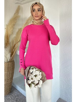 Julude Gülseli Bisiklet Yaka Tesettür Triko Tunik P-00020375