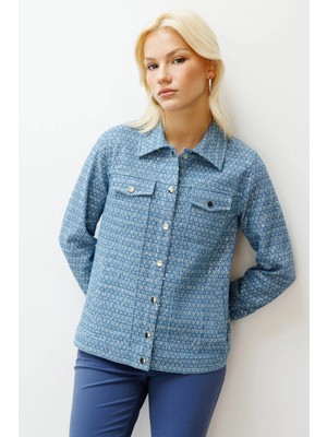 Ekol Kadın Pul Işlemeli Mavi Mont 06030