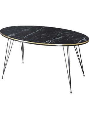 Orta Sehpa Elips Siyah Tel Ayak Çift Altın Bendir