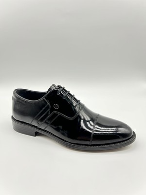 Santorino Ayakkabı Erkek Hakiki Hakiki Deri Siyah Rugan Neolit Ayakkabı