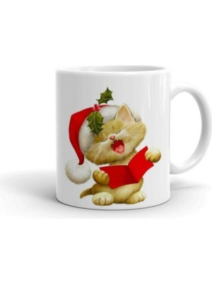 Noel Baba Kedi Baskılı Kupa