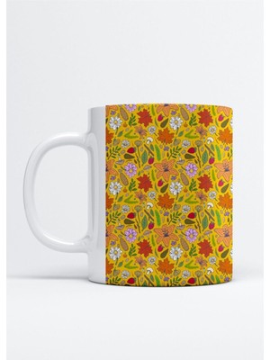 Çiçekler Desen Baskılı Porselen Kupa Bardak