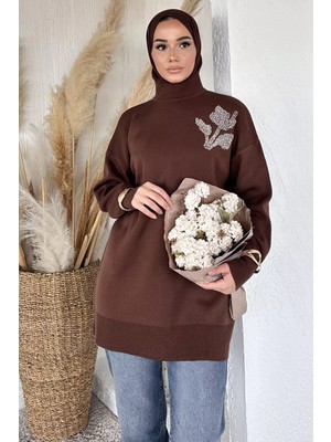 Julude Gülseli Taş Işlemeli Tesettür Triko Tunik P-00020359