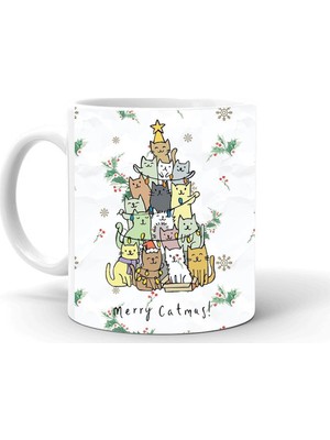 Yılbası Noel Temalı Baskılı Seramik Beyaz Kupa