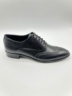 Santorino Ayakkabı Siyah Antik Karni Enjeksiyon Neolit Klasik Erkek Deri Ayakkabı