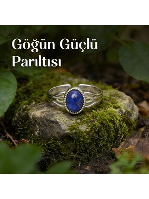 Taş Sandığı Lapis Lazuli Taşı Çelik Yüzük - Kararmaz