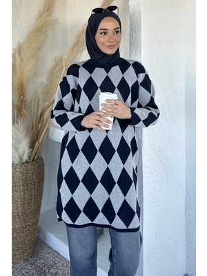 Julude Desenli Simli Tesettür Triko Tunik P-00020345