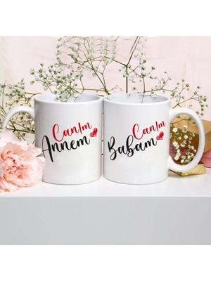 Hediye Anneler Günü Babalar Günü Canım Annem Canım Babam Baskılı Ikili Kupa Bardak 06366