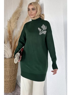 Julude Gülseli Taş Işlemeli Tesettür Triko Tunik P-00020359