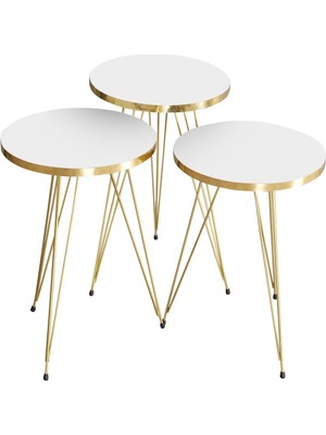 Zigon Sehpa Gold Beyaz Tel