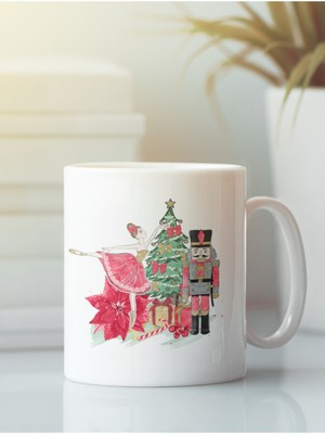 Beyaz Kupa Bardak Yeni Yıl Yılbaşı Kurşun Asker Balerin Çam Ağacı