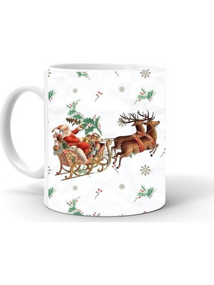 Yılbası Noel Temalı Baskılı Seramik Beyaz Kupa