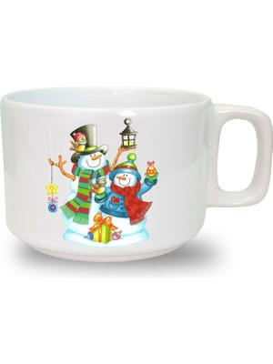 Yılbaşı Noel Baskılı Seramik Beyaz Kahve Kupası