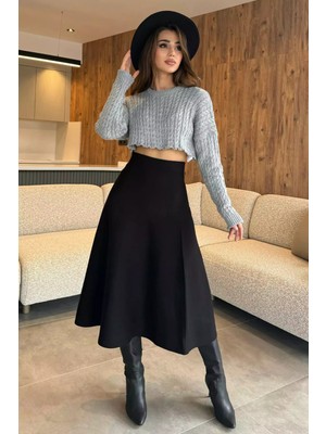Gülseli Kadın Midi Boy Triko Çan Etek P-00012929