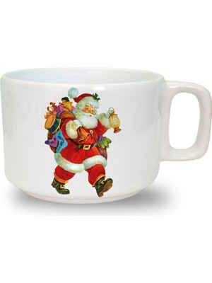 Yılbaşı Noel Baskılı Seramik Beyaz Kahve Kupası