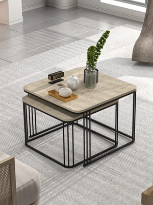 Orta Sehpa Ikili Alize Traverten