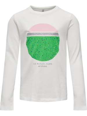 Only Kognaja Reg L/s Belıeve Top Box Jrs Kız Çocuk Beyaz T-Shirt - 15303285