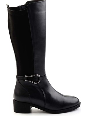 Bambi Siyah Hakiki Deri Kadın Çizme K03750754303