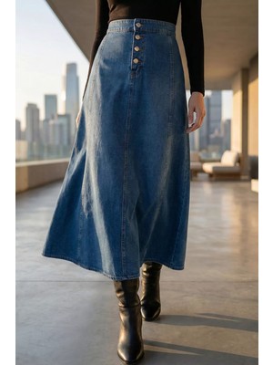 Julude Tesettür Jean Kot Etek P-00020361