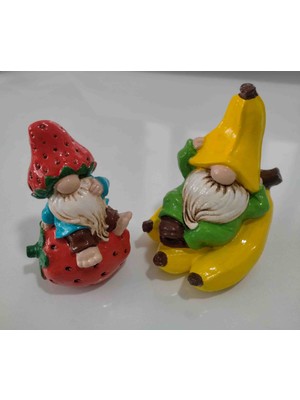 Ikili Muz Biblo 14 Cm, Çilek Biblo 12CM Cüce Biblo Gnome Biblo