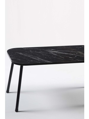 Orta Sehpa Kr Metal Ayak Siyah Mermer Desen