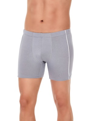Yıldız Erkek Modal Likralı Biyeli Boxer 3'lü Paket - Pamuklu Modal Esnek Yapı Gri - M