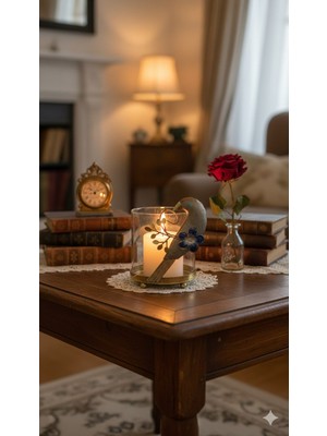 sembol Metal Kuşlu Şamdan-15 cm