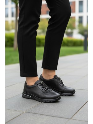 Ayakmod PLV020 Hakiki Deri Siyah Kadın Günlük Ayakkabı