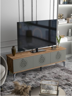Tv Sehpası Tv Ünitesi Saraylı Atlantik Çam - Antrasit 5061