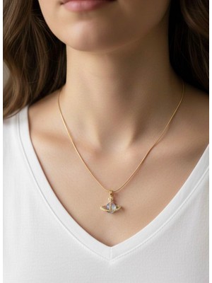 Nurora Altın Işıltılı Gezegen Çelik Kolye