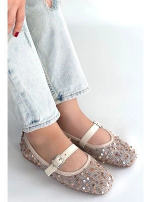 Moden Bej Süet Babae Ayakkabı