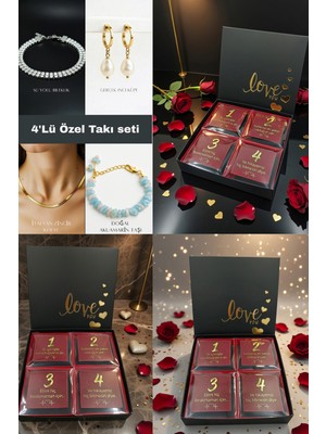 Xtakı Hediye Kutusu Sevgiliye Hediye Takı Seti - Çelik Kolye Bileklik Küpe (4'lü Konsept Doğum Günü Hediye
