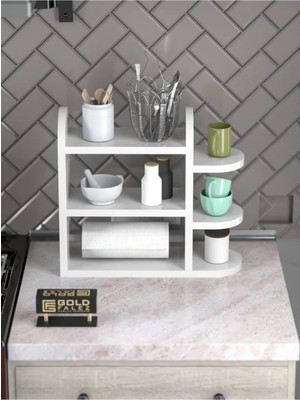 Mutfak Rafı Baharatlık Peçetelik Beyaz