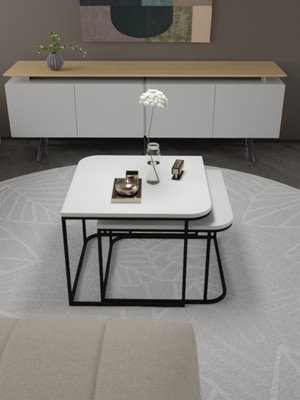 Orta Sehpa Damla Ikili Lüx Beyaz